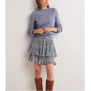 Boden Tiered Floral Mini Skirt in Blue and Yellow